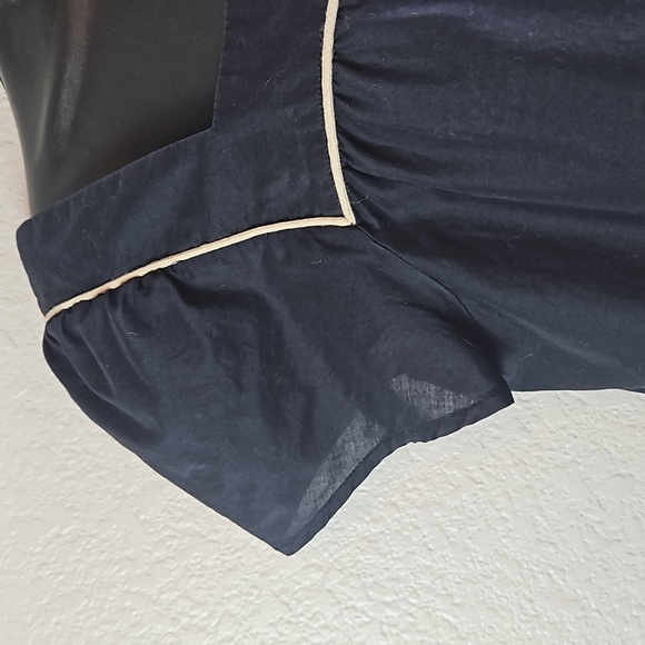 Loft | Women's Dark Navy Pull-On Cotton Short Sleeves Embroidered Top Sz 810 - Picture 6 of 7